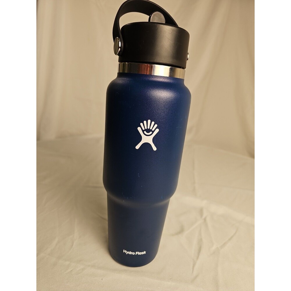 Hydro Flask 32oz Insulated Stainless Steel Water Bottle Navy Blue Sip Straw